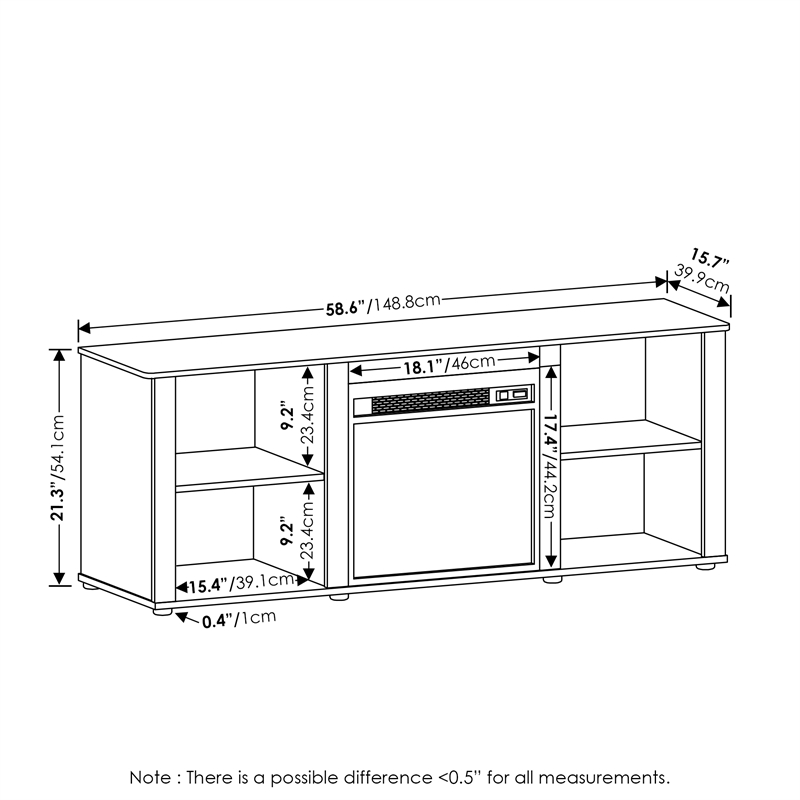 Pemberly Row Fireplace TV Entertainment Center up to 60 Inch in Dark Americano