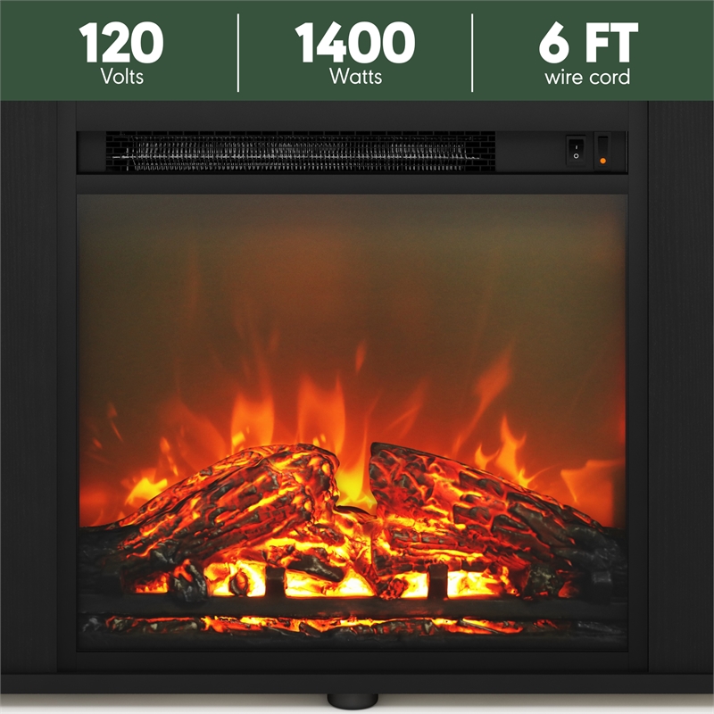 Pemberly Row Fireplace TV Entertainment Center up to 60 Inch in Dark Americano