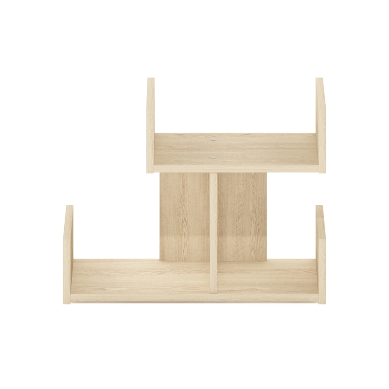 Pemberly Row Wooden Desktop Bookshelf Storage Organizer 3 Shelves in Bauhaus Oak