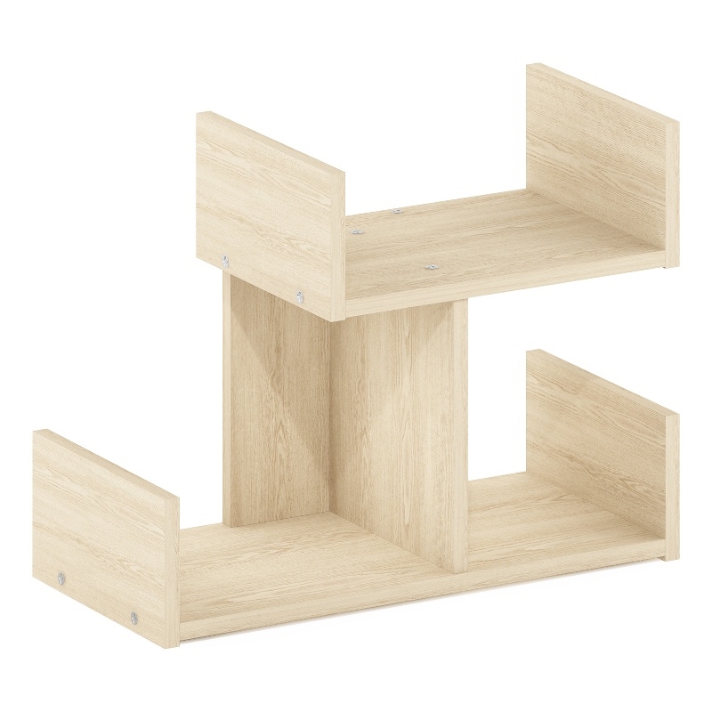 Pemberly Row Wooden Desktop Bookshelf Storage Organizer 3 Shelves in Bauhaus Oak