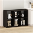 Pemberly Row 6 Cube Kitchen Bakers Rack Island with Storage in Black Oak