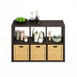 Pemberly Row 6 Cube Kitchen Bakers Rack Island with Storage in Black Oak