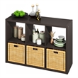 Pemberly Row 6 Cube Kitchen Bakers Rack Island with Storage in Black Oak