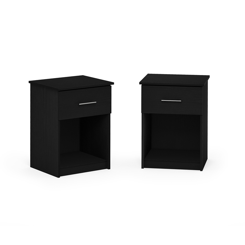 Pemberly Row Nightstand Set of 2 with Handle and Drawer in Americano