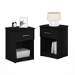 Pemberly Row Nightstand Set of 2 with Handle and Drawer in Americano