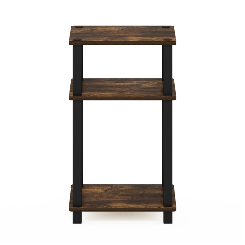 Pemberly Row 3-Tier Turn-N-Tube End Table in Amber Pine/Black