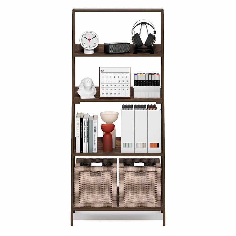 Pemberly Row 5-Tier Open Frame Bookshelf 13 x 23.6 x 53.5 in Amber Pine