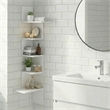 Pemberly Row 5-Tier Corner S-shape Radial Floating Bookshelf in White