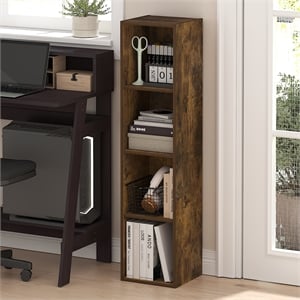 Pemberly Row 4-Tier 10-In Width Narrow Bookcase 9.3 x 9.8 x 41.6 in Amber Pine