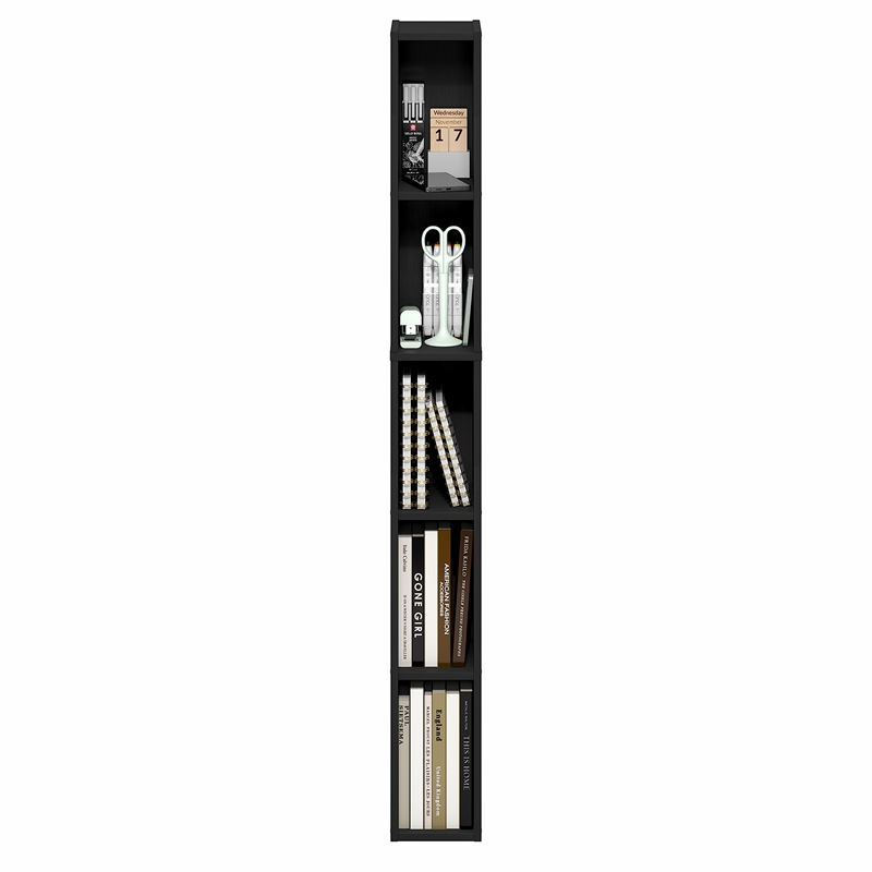 Pemberly Row 5-Tier 6-In Width Narrow Bookcase 9.3 x 5.9 x 51.9 in Blackwood