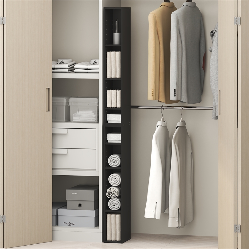 Pemberly Row 8-Tier Adjustable Closet Organizer 6 Inch Width in Blackwood