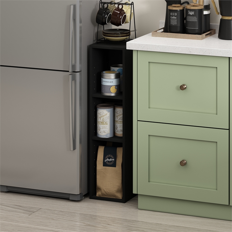 Pemberly Row 3-Tier Narrow 8-In Width Bookcase 9.3 x 7.9 x 31.5 in Blackwood