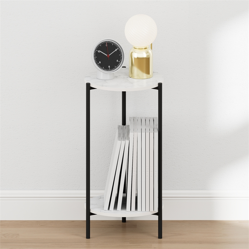 Pemberly Row 5-Tier Flat Base Shelf Display Rack Narrow in Marble White