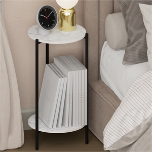 Pemberly Row 5-Tier Flat Base Shelf Display Rack Narrow in Marble White