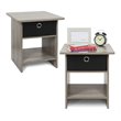 Pemberly Row Wood End Table with Storage Shelf Set of 2 in Oak Gray