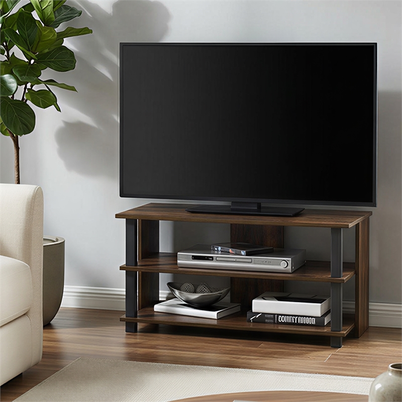 Pemberly Row 3-Tier Entertainment Center for TV up to 40 Inch in Amber Pine