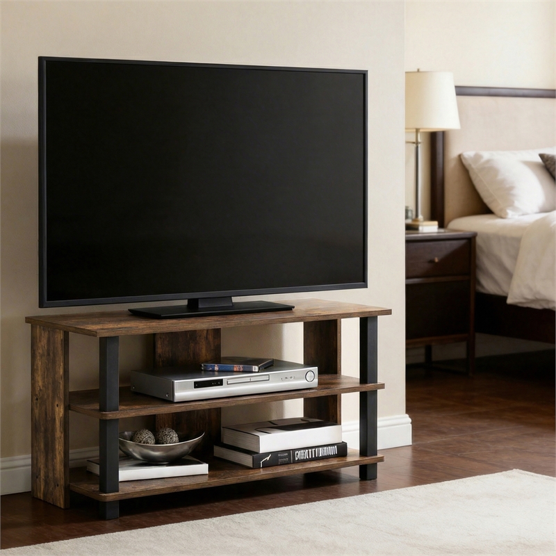 Pemberly Row 3-Tier Entertainment Center for TV up to 40 Inch in Amber Pine