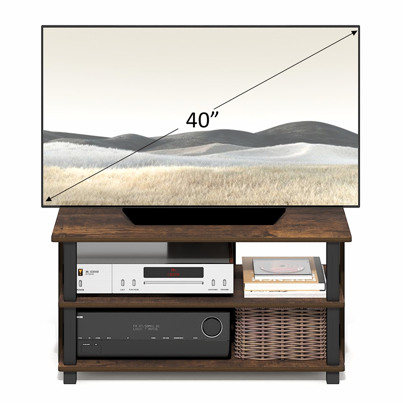 Pemberly Row 3-Tier Entertainment Center for TV up to 40 Inch in Amber Pine