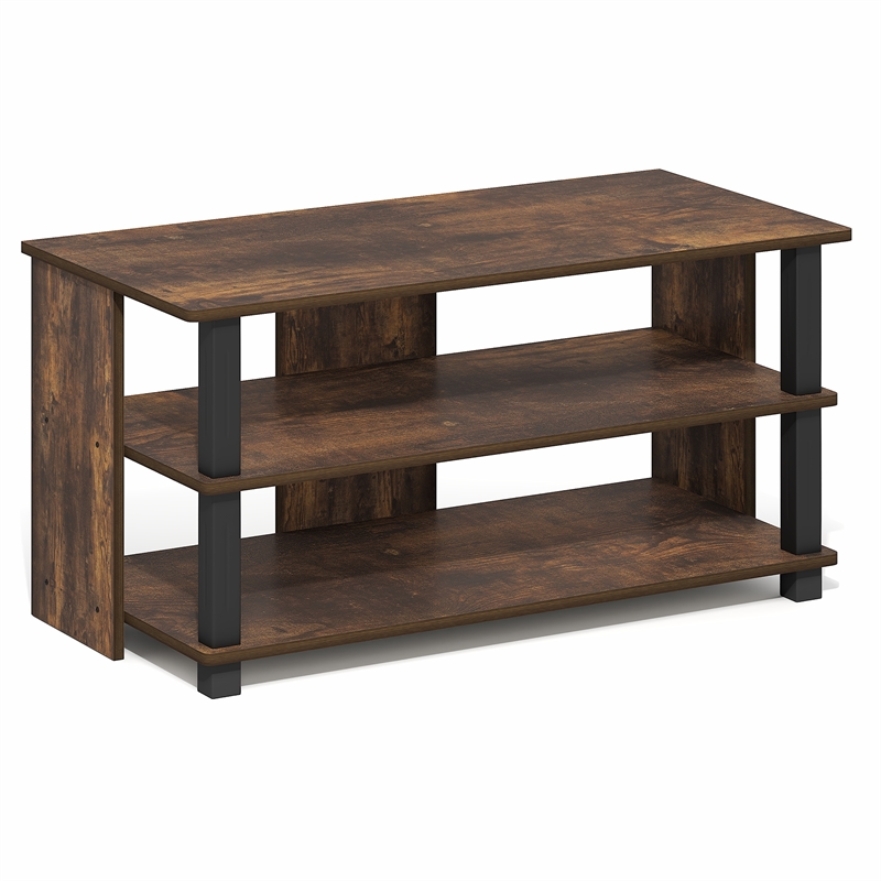 Pemberly Row 3-Tier Entertainment Center for TV up to 40 Inch in Amber Pine