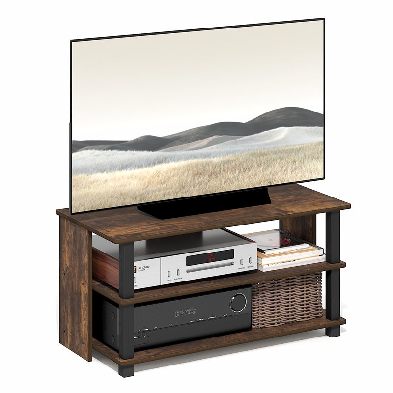 Pemberly Row 3-Tier Entertainment Center for TV up to 40 Inch in Amber Pine