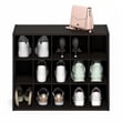 Pemberly Row 15-Cube Stackable Shoe Rack for Closet Entryway in Black Dark Oak