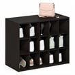 Pemberly Row 15-Cube Stackable Shoe Rack for Closet Entryway in Black Dark Oak