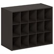 Pemberly Row 15-Cube Stackable Shoe Rack for Closet Entryway in Black Dark Oak