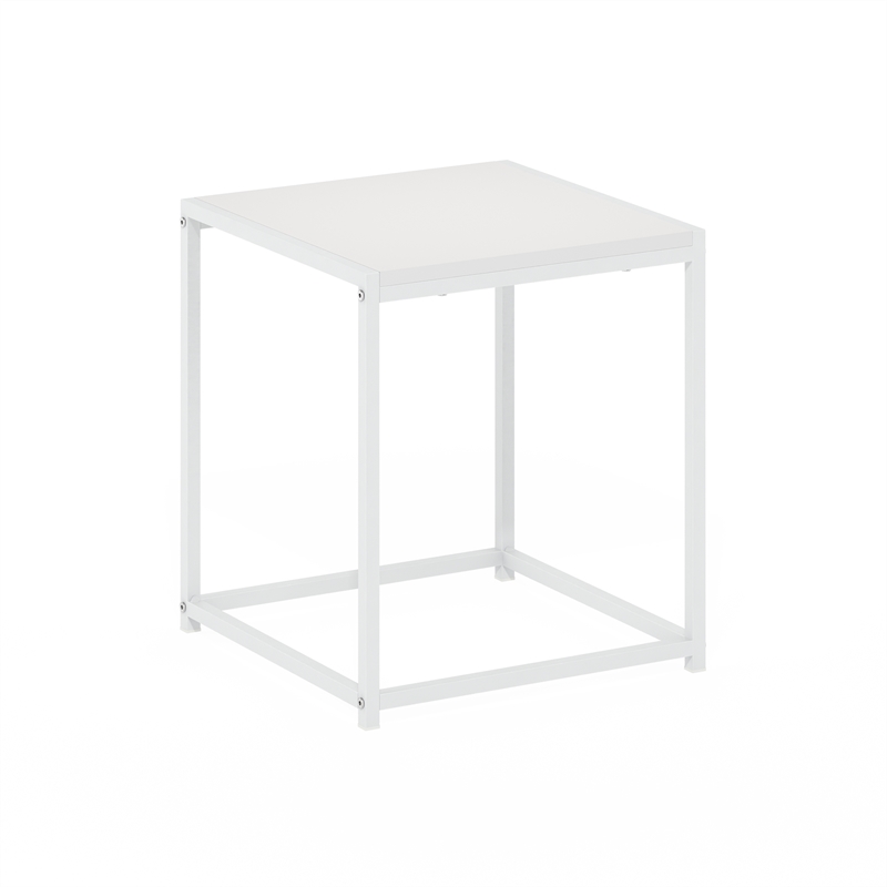 Pemberly Row Metal Frame Nightstand Toolless Side Table in Solid White