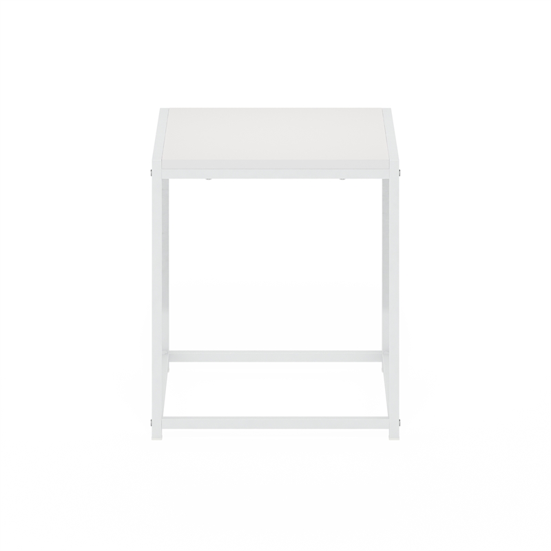 Pemberly Row Metal Frame Nightstand Toolless Side Table in Solid White