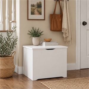 Pemberly Row Storage Chest Bench with Safety Hinged Soft Close Lid in White