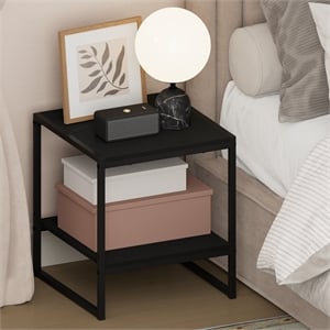 Pemberly Row 2-Tier Metal Frame Open Nightstand Side Table in Americano