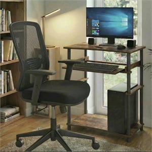 Pemberly Row 23.6 Wide Gaming Desk with Keyboard Tray in Amber Pine