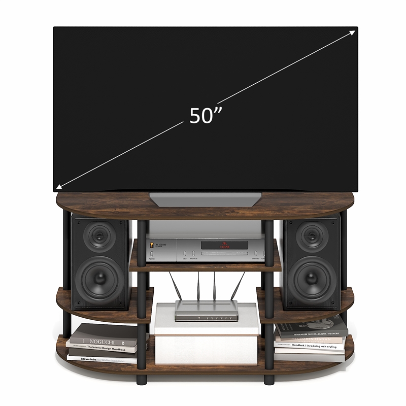Pemberly Row 4-Tier Entertainment Center for TV up to 46 Inch in Amber Pine