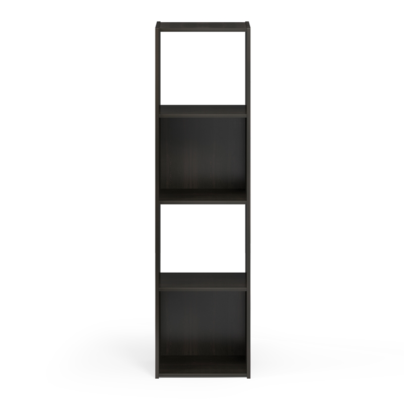 Pemberly Row Storage Cabinet 4x1 Vertical Shelves in Espresso