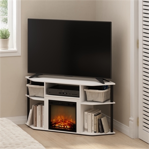 Pemberly Row Fireplace TV Stand with Corner for TV up to 55&quot in Plain White