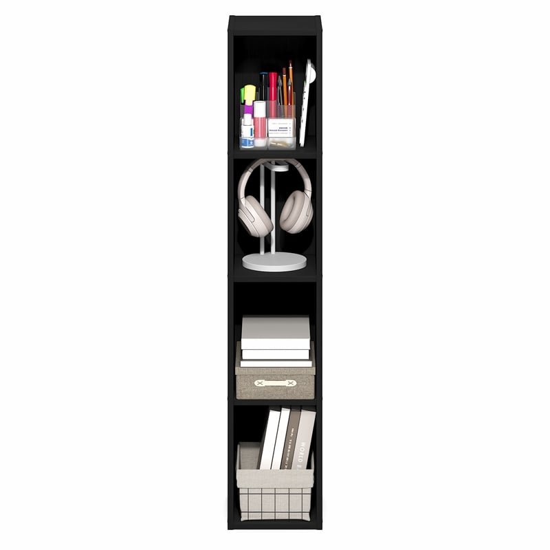 Pemberly Row 4-Tier 8-In Width Narrow Bookcase 9.3 x 7.9 x 41.6 in Blackwood