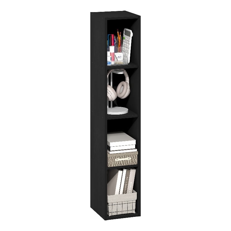Pemberly Row 4-Tier 8-In Width Narrow Bookcase 9.3 x 7.9 x 41.6 in Blackwood