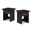 Pemberly Row Wood End Table with Storage Shelf in Medium Brown Set of 2