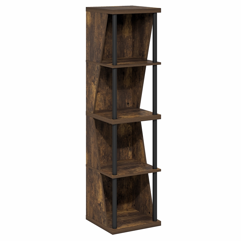 Pemberly Row 4-Cube Corner Stackable Separable Display Bookcase in Amber Pine
