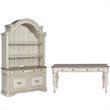 Pemberly Row White 3 Piece Desk and Hutch Set with Antique Pewter Hardware