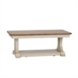 Pemberly Row White Rectangular Cocktail Table with Shaped Legs and Shelf