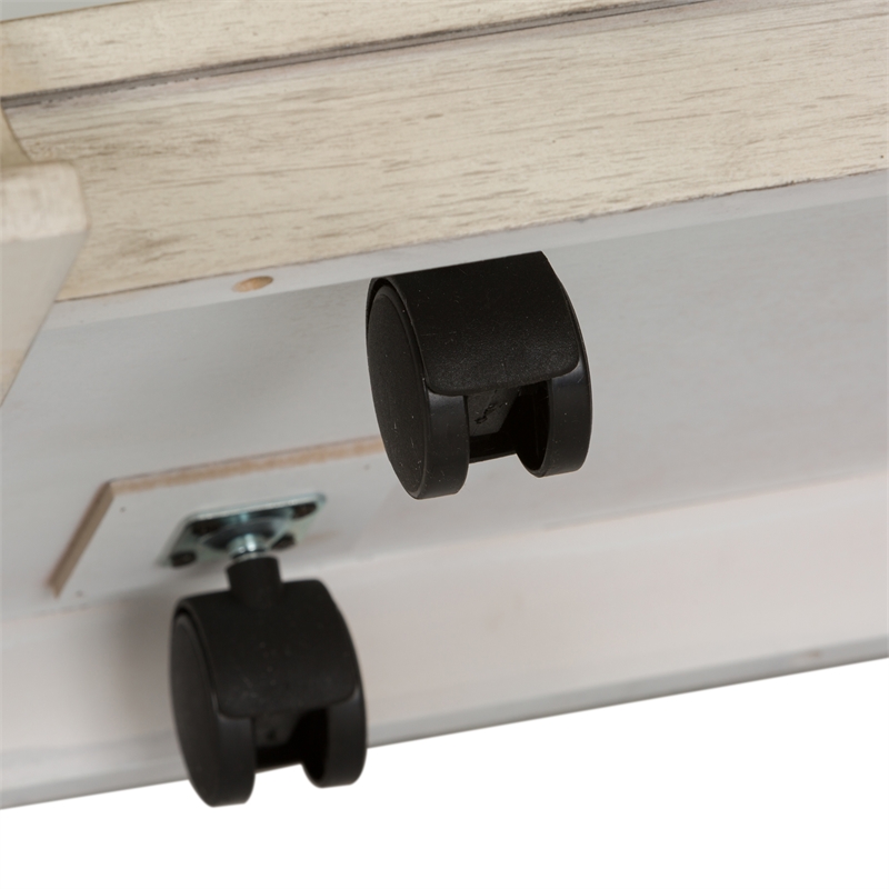 Pemberly Row White Rectangular Cocktail Table with Shaped Legs and Shelf
