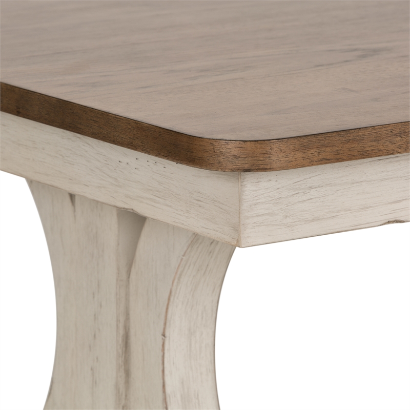Pemberly Row White Rectangular Cocktail Table with Shaped Legs and Shelf
