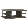 Pemberly Row Wood Cocktail Table with Metal Accents in Burnished Beige