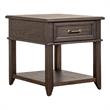 Pemberly Row 1-Drawer Wood End Table with Beveled Edge in Peppercorn Espresso