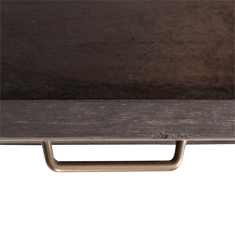 Pemberly Row 1-Drawer Wood End Table with Beveled Edge in Peppercorn Espresso