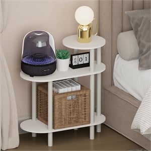 Pemberly Row 3-Tier Oval Sofa Open Shelf Narrow Nightstand in White