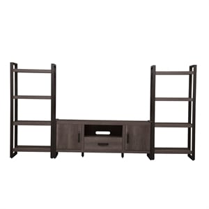 Pemberly Row Medium Gray Entertainment Center with Piers Floating Shelf