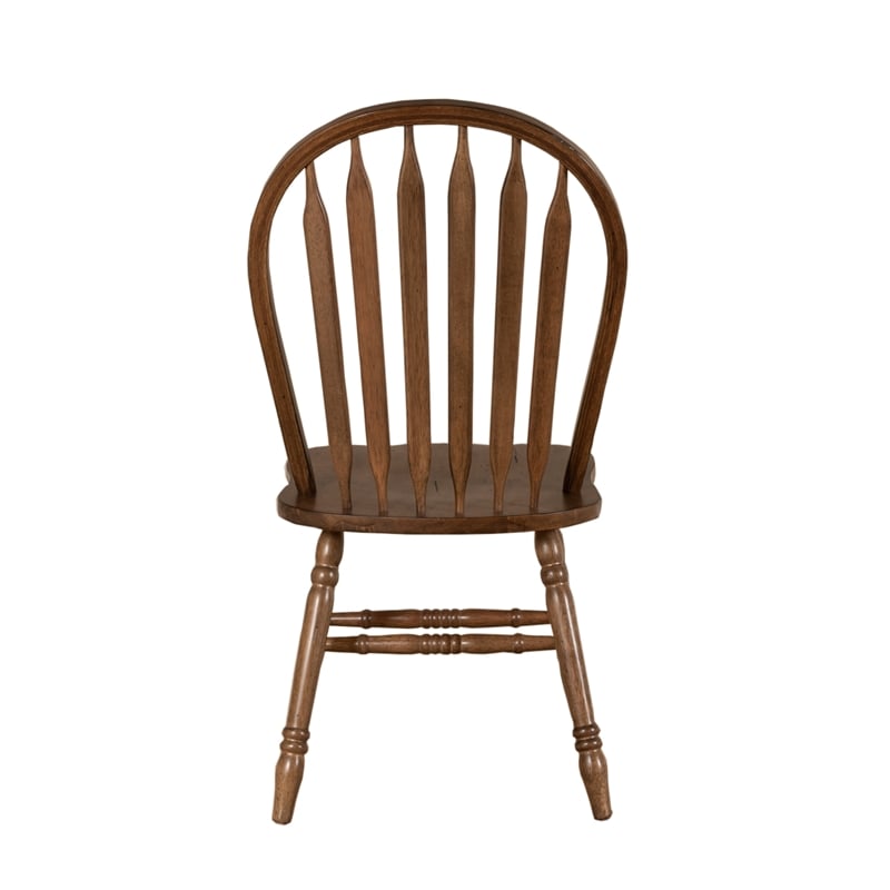 Pemberly Row Antique Honey Windsor Side Chair Set of 2 with Turned Legs