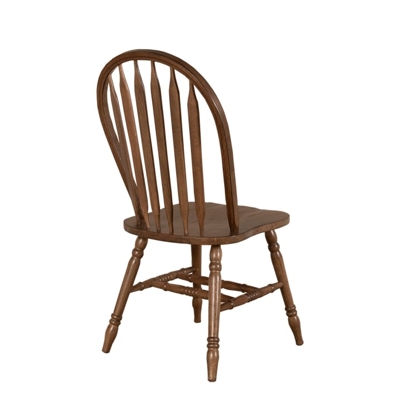 Pemberly Row Antique Honey Windsor Side Chair Set of 2 with Turned Legs